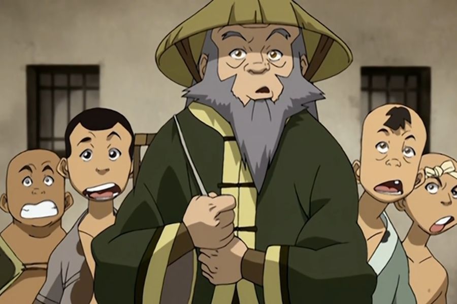 Uncle Iroh and children in the city