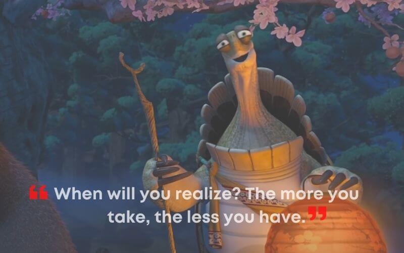Master Oogway is holding a lantern