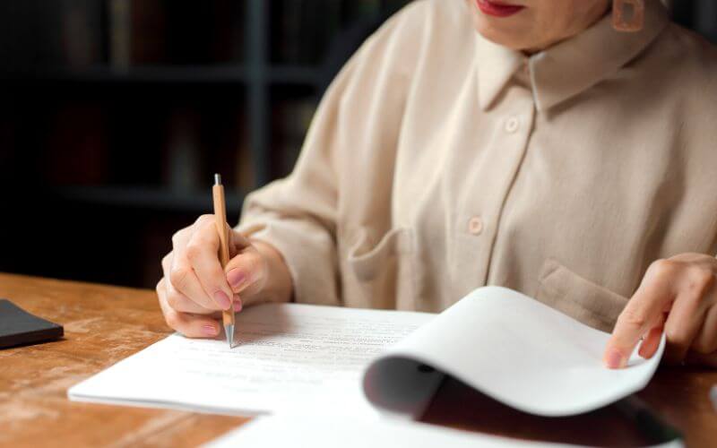 Proof of woman reading a script