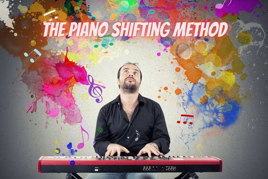 A man playing piano and doing piano shifting method