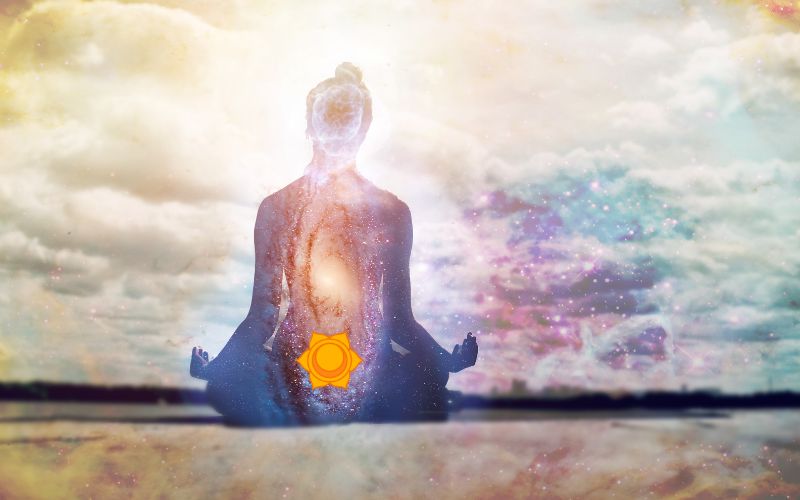 Inner peace and chakra meditating 