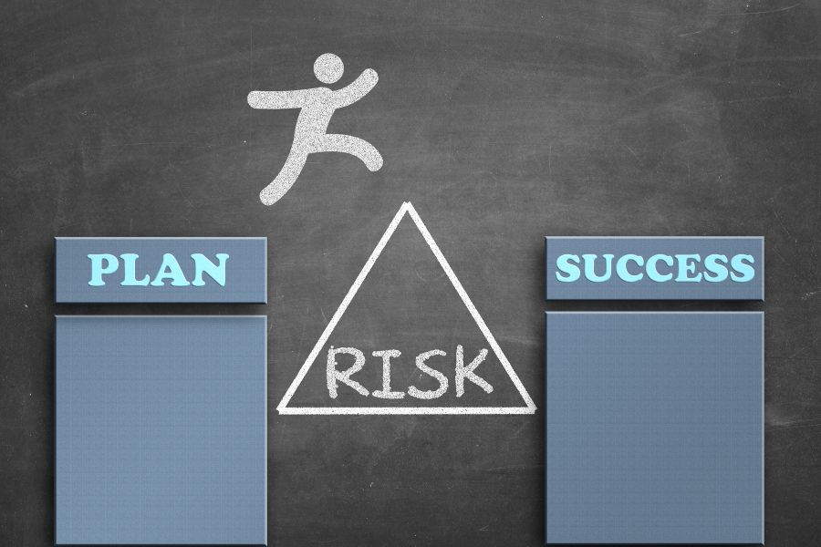 Man having a plan and taking risk toward success