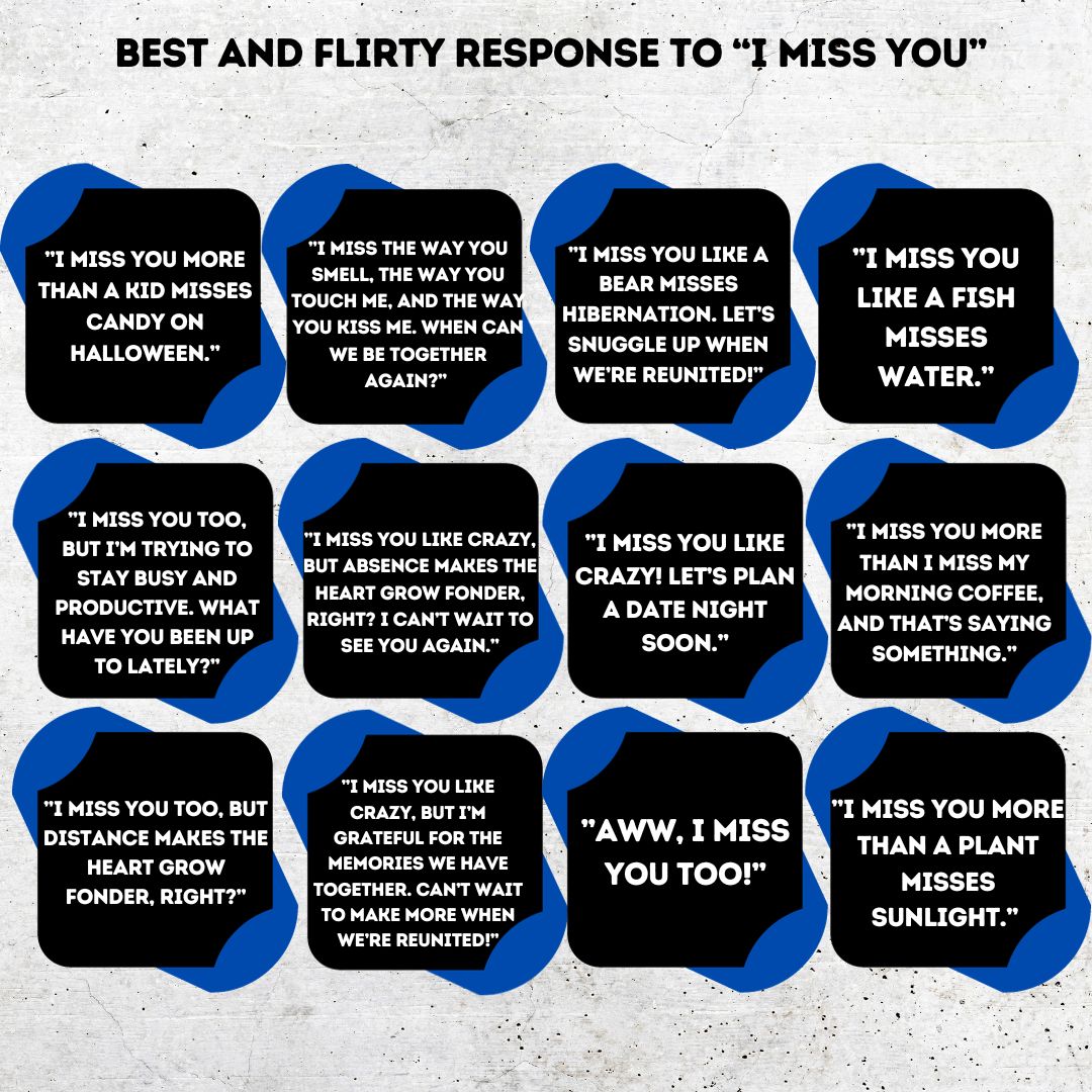 infographic about Top 35 Best And Flirty Response To “I Miss You”