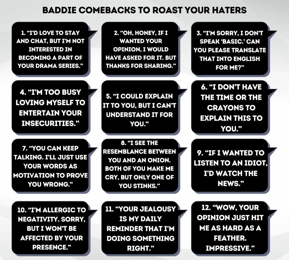 infographic about Top 25 Baddie Comebacks to Roast Your Haters [2023]