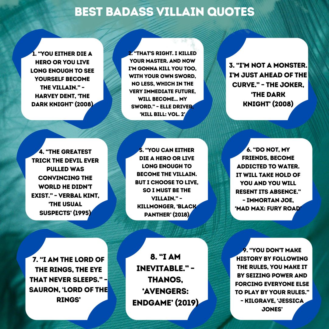 infographic about 50 Best Badass Villain Quotes Of All Time [2023]