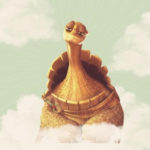 Master oogway is sitting on a cloud.