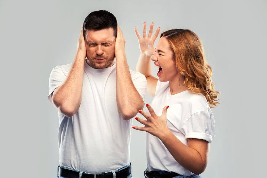 My wife yells at me! conflict and feelings concept unhappy couple arguing